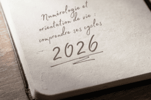 Numérologie : carnet ouvert indiquant l’année 2026 pour comprendre ses cycles et mieux s’orienter dans sa vie.